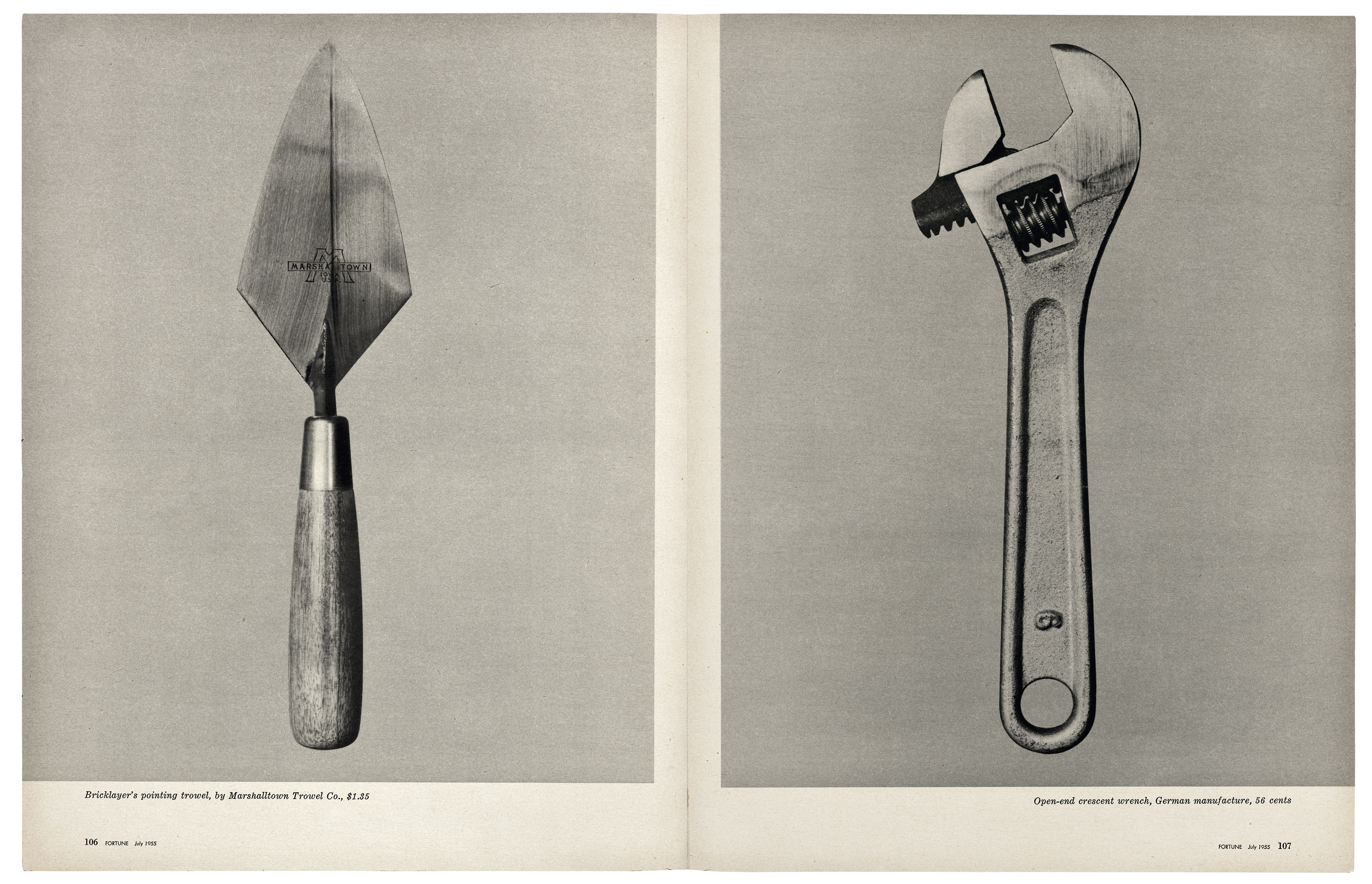 Walker Evans, «Beauties of the Common Tool», Fortune, juillet 1955. Courtesy du Metropolitan Museum of Art, New York