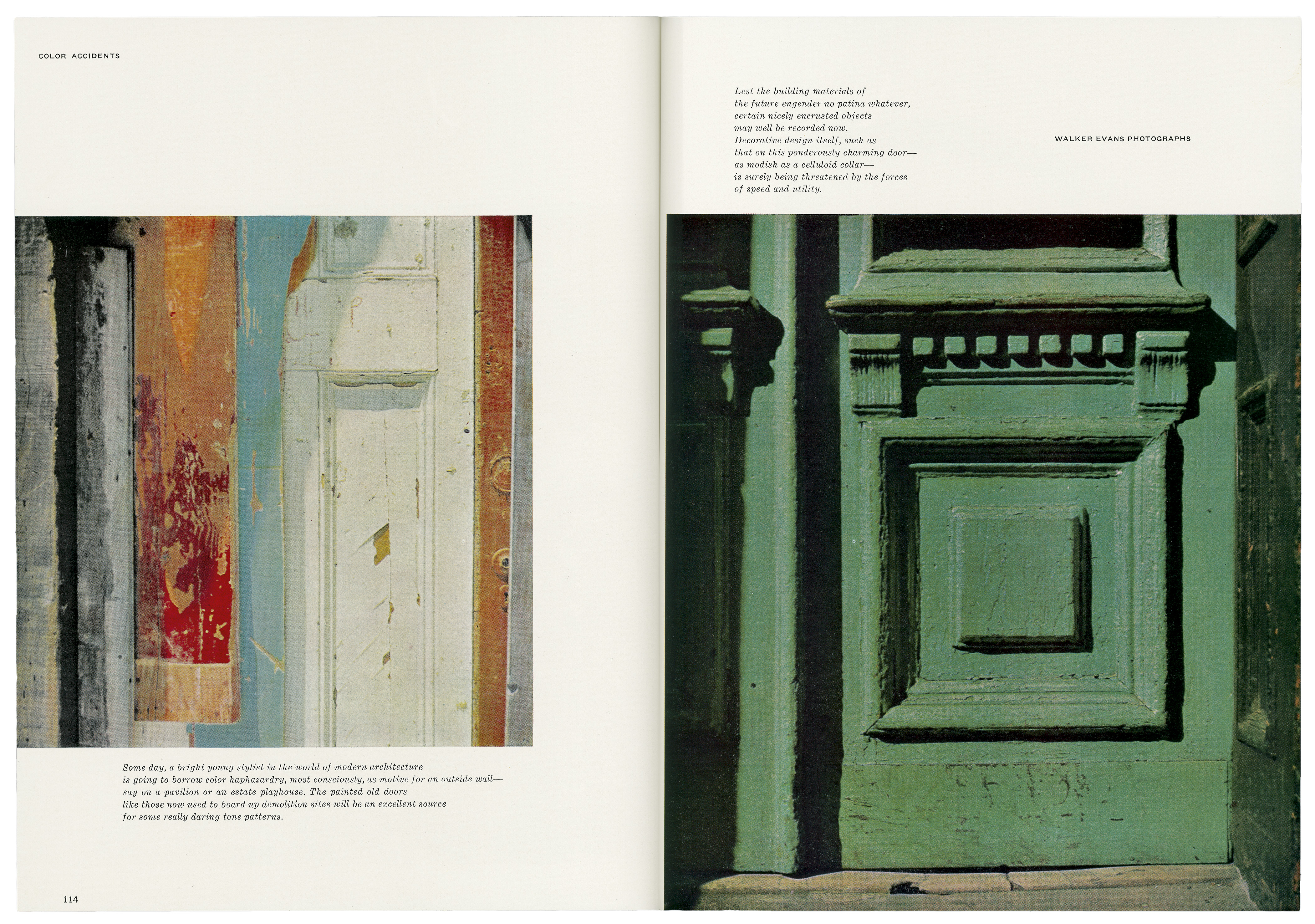 Walker Evans, «Color Accidents», Architectural Forum, janvier 1958. Courtesy du Metropolitan Museum of Art, New York