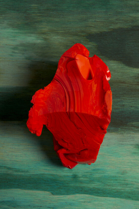 Lorenzo Vitturi, Red Cotisso, Green Pigment, Wood in Arìn, Caminantes, 2019