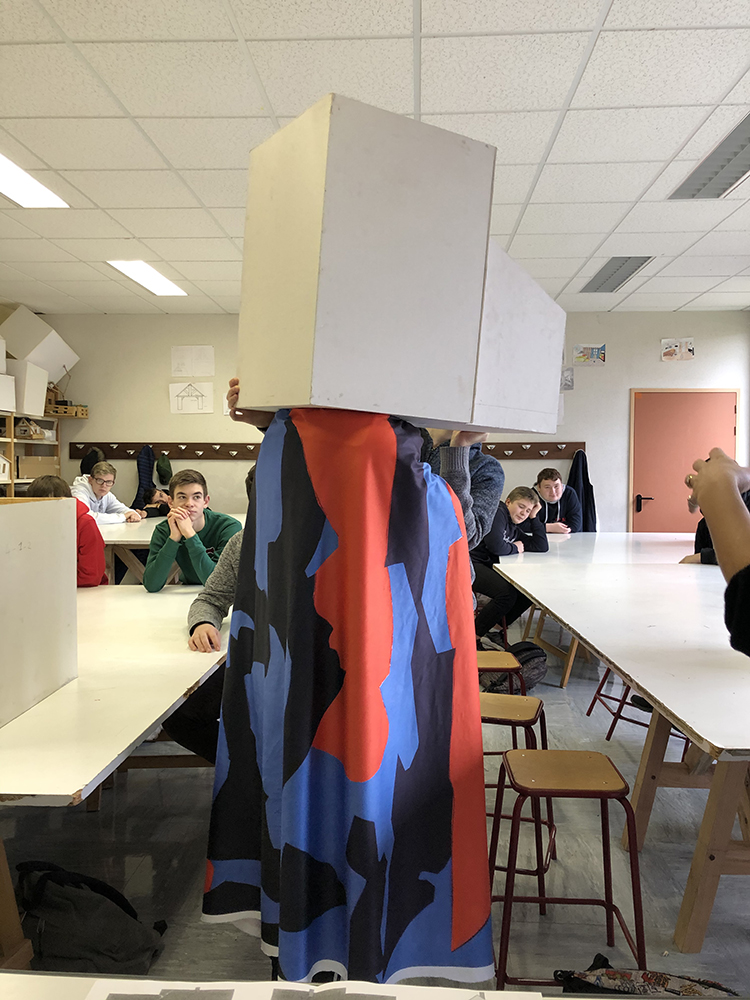 Vue d'atelier, Damien Poulain, Cabanes Optiques, ycée du bois et de l’éco-construction à Envermeu (Seine-Maritime), janvier 20205
