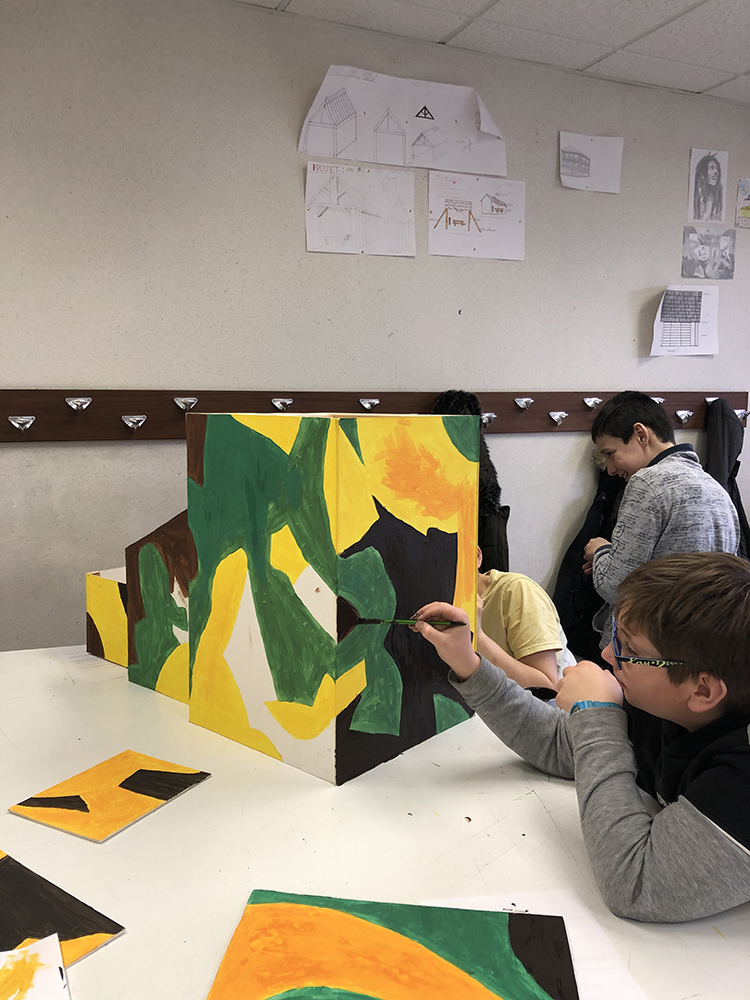 Vue d'atelier, Damien Poulain, Cabanes Optiques, ycée du bois et de l’éco-construction à Envermeu (Seine-Maritime), janvier 20206