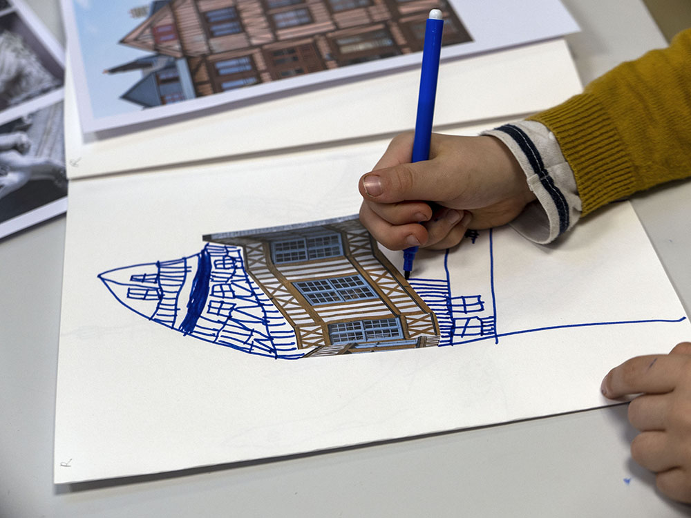 Damien Monteau, Vue d'atelier Troca à l’école Pépinières St-Julien (Rouen), Escola Básica da Glória (Aveiro – Portugal), 20224
