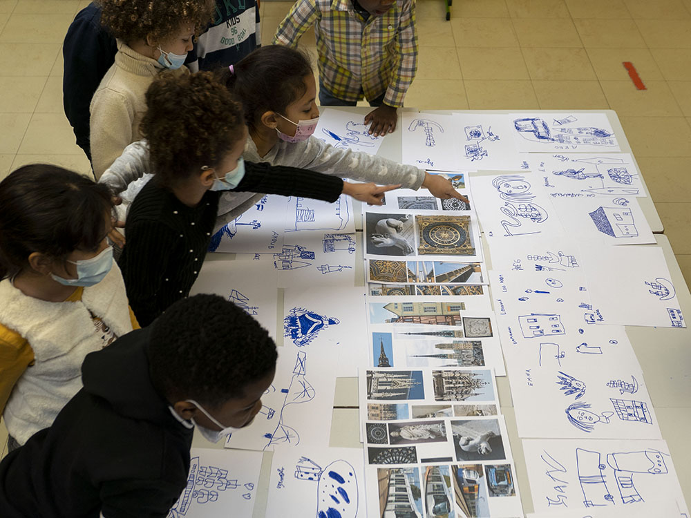 Damien Monteau, Vue d'atelier Troca à l’école Pépinières St-Julien (Rouen), Escola Básica da Glória (Aveiro – Portugal), 20225