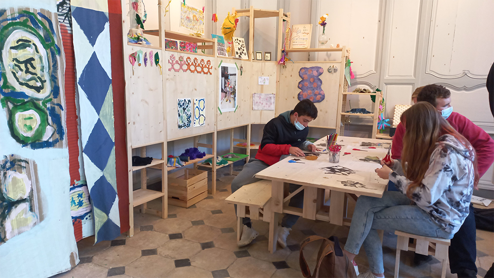 Vue d'atelier, Hubert Crabières, Cyano type, Au Pavillon du Jardin des Plantes (Rouen), mai 20213