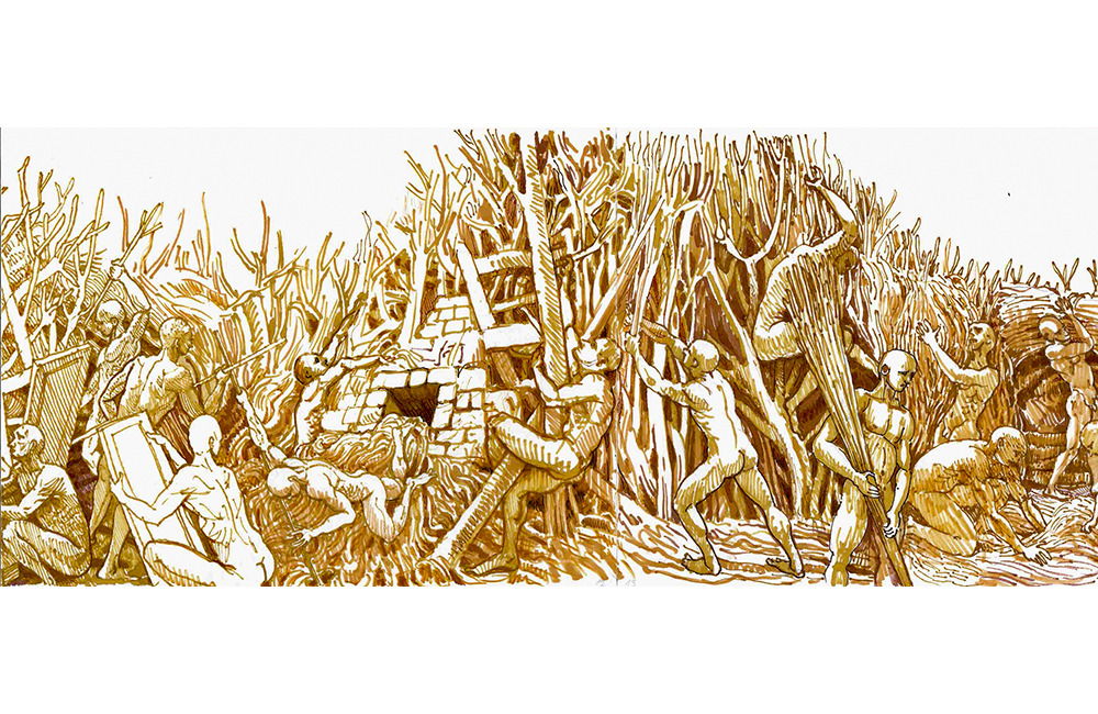 Florim Hasani, La Corbeautière, 2023. Encre aquarelle sur papier photographique jet d’encre. Détail. Courtoisie de l’artiste